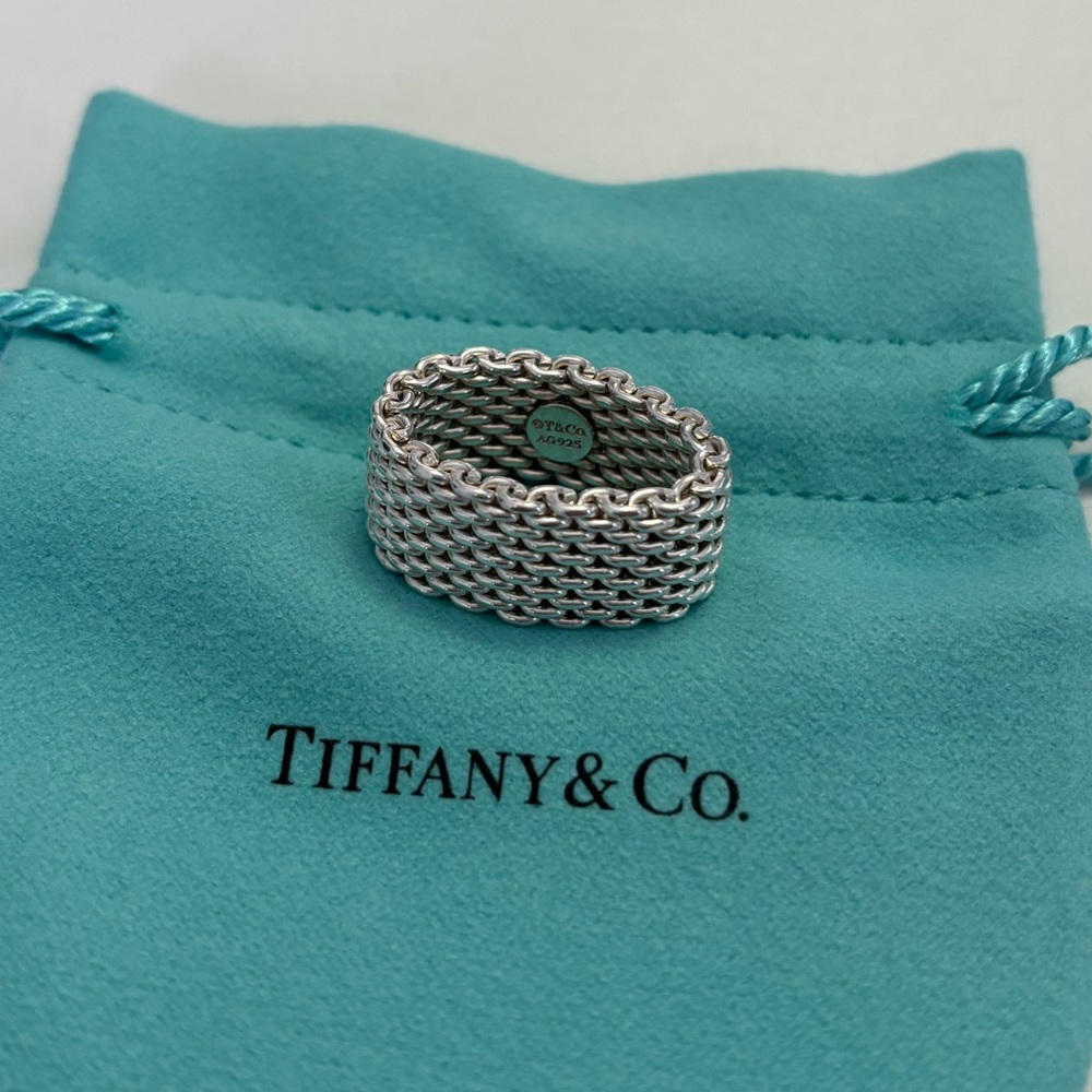 Tiffany & Co. Mesh Somerset Band Ring Size 5, Sterling Silver - Picture 3 of 4